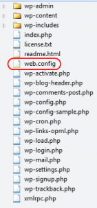 WordPress file structure with web.config