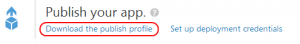 Windows Azure download publish profile link