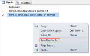 SQL Server Save Results As