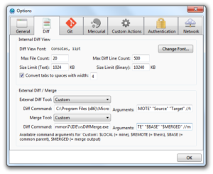 SourceTree options window showing Diff tab